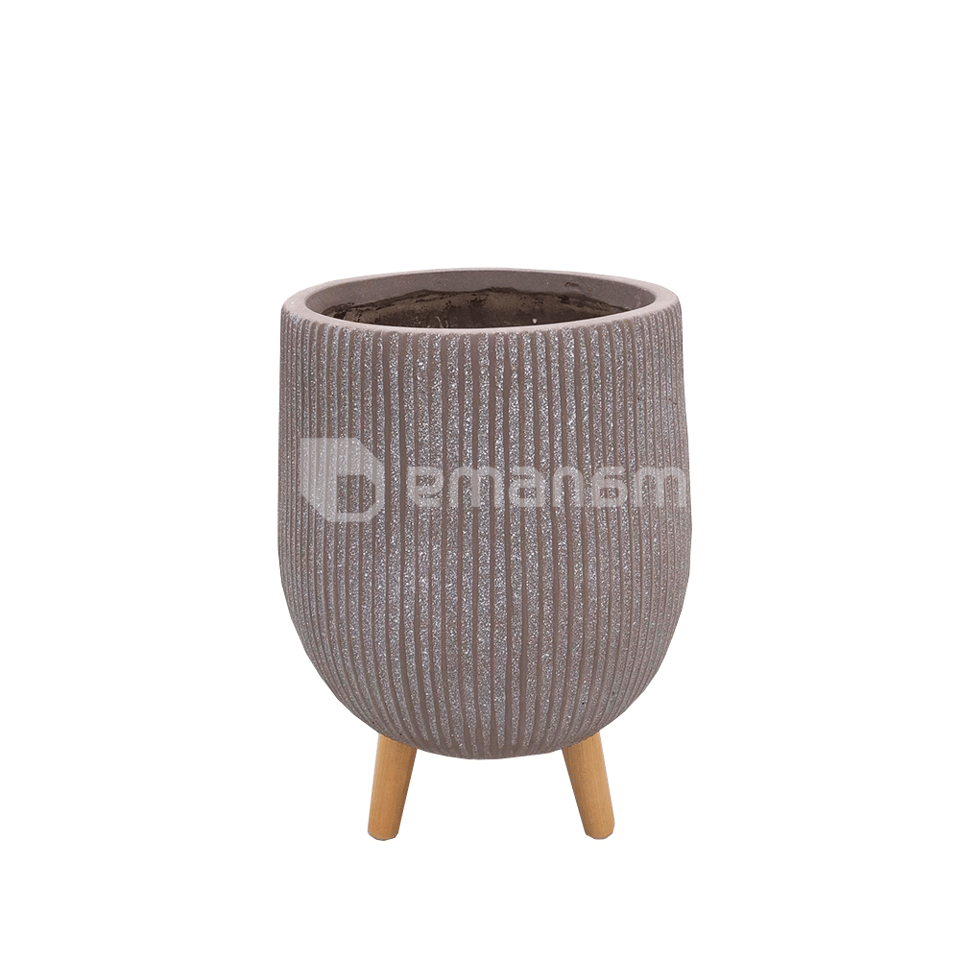 ქოთანი კერამიკული Nuovo pot on stand taupe h43xd31 სმ