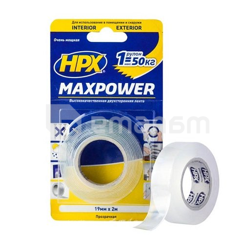 სკოჩი ორმხრივი გამჭირვალე HPX UM1902 19 მმ/ 2 მ
