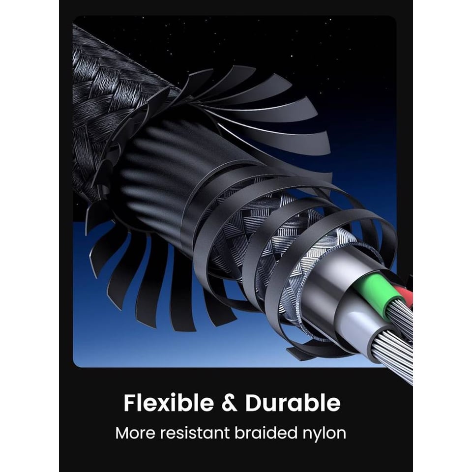 USB კაბელი UGREEN US261 (50150), 60W, Type-C To Type-C PD Fast Charging Cable 3A Max, 1M, Grey