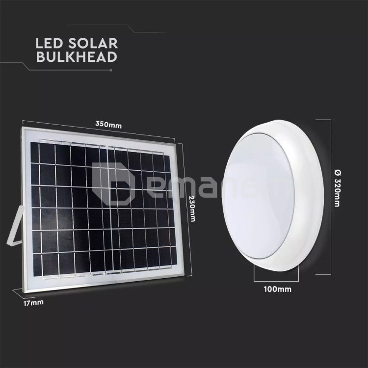 სანათი მზის პანელით და პულტით V-TAC LED Solar 7613 IP65 3in1 15W