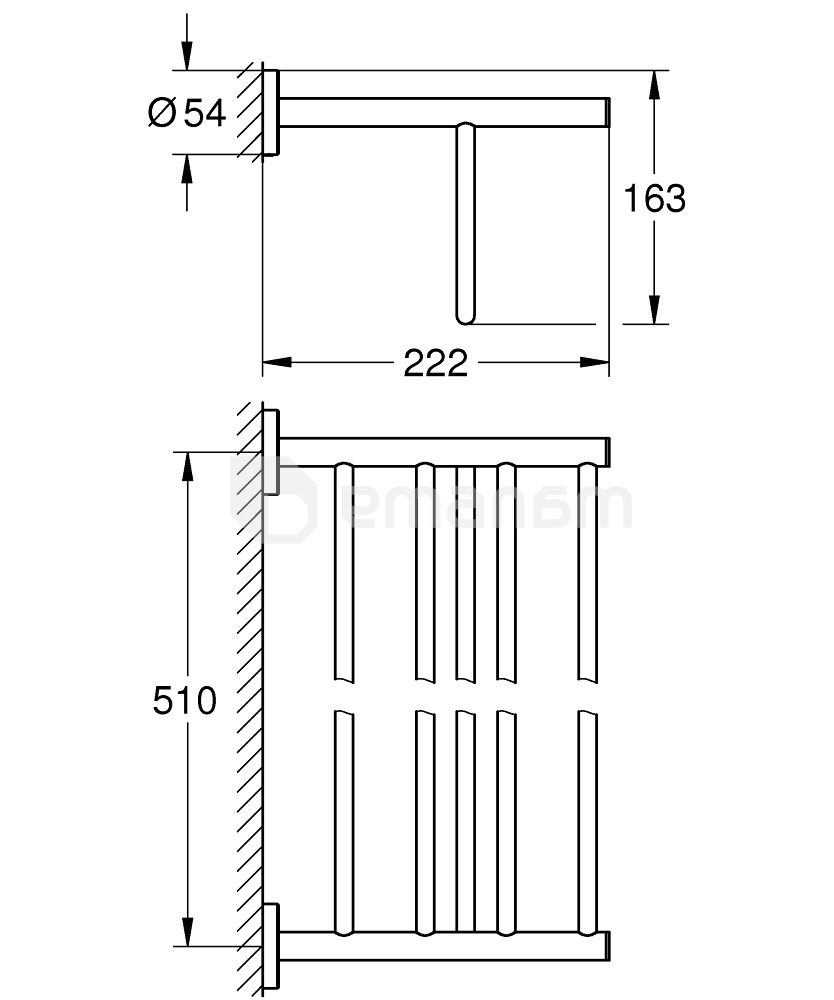 პირსახოცის საკიდი თარო Grohe BAU COSMOPOLITAN MULTI-TOWEL 40462001