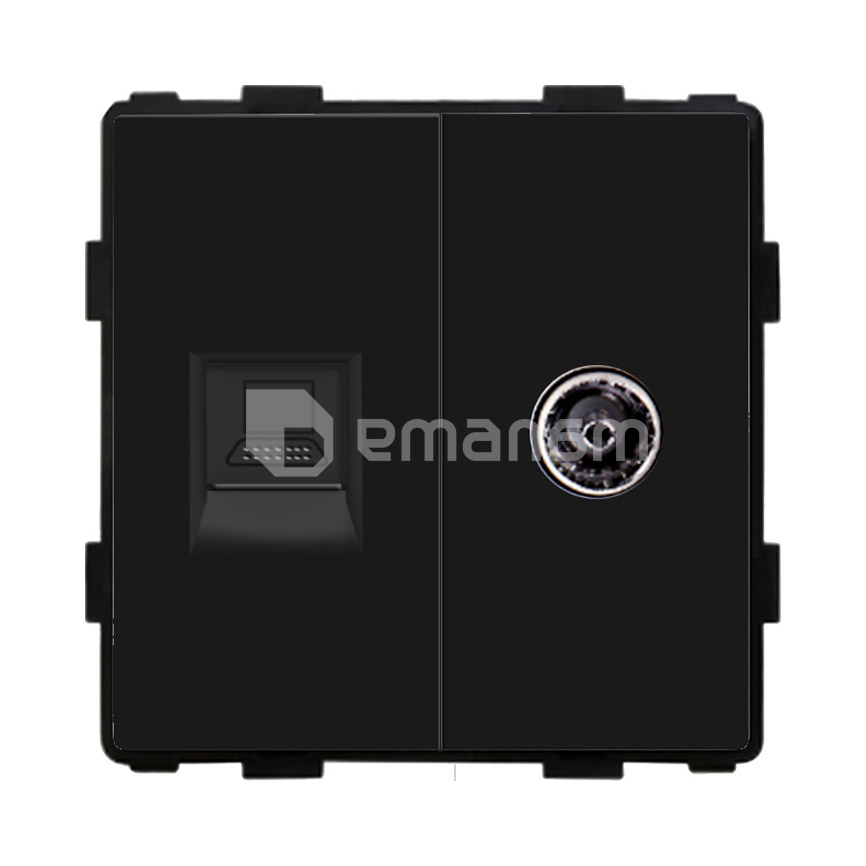 როზეტი ჩარჩოს გარეშე Socket Style 2 Internet CAT6 RJ45 TV შავი