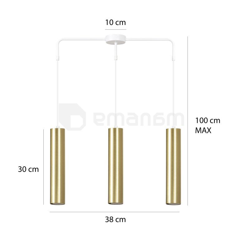 საკიდი EMIBIG Goldi 3 GU10 3x MAX 30W თეთრი ოქროსფერი