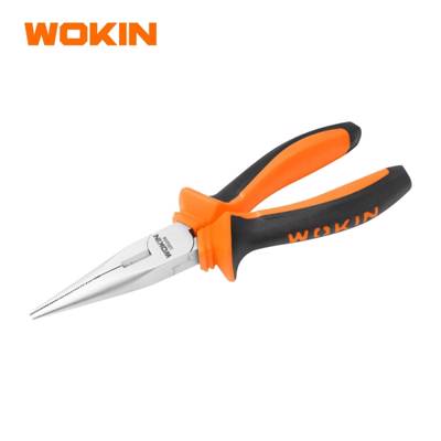 გრძელცხვირა რეზინის სახელურით Wokin 100206, 160MM, 6\", Long Nose Pliers, Black/Orange