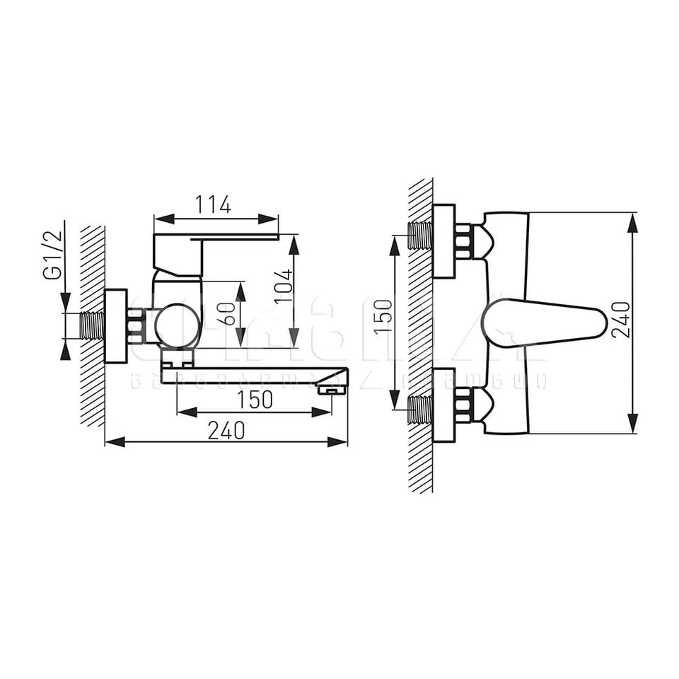 ხელსაბანის შემრევი კედლიდან ALGEO  BAG3