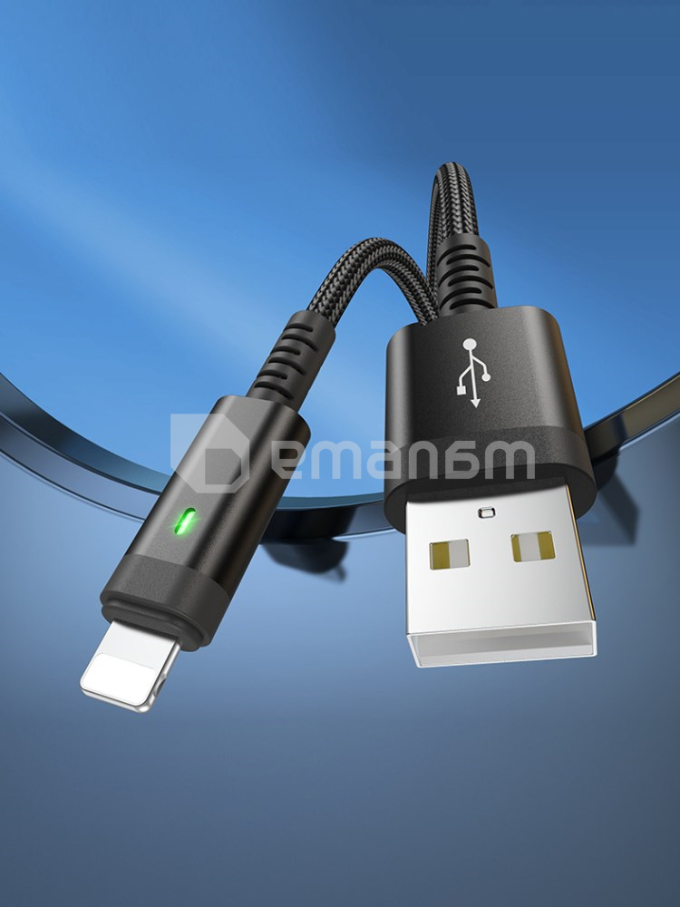 მობილური ტელეფონის დამტენი სადენი Borofone USB-A Lightning 1.2მ 2.4А