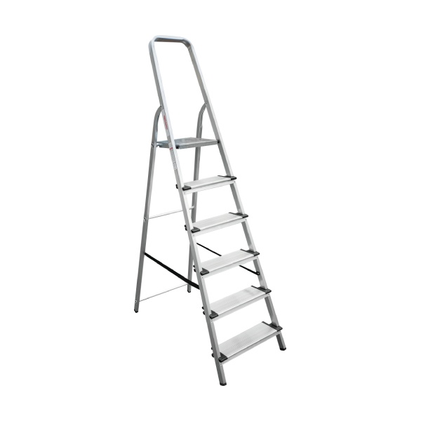 ალუმინის კიბე განიერი 6 საფეხურით