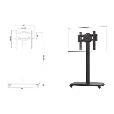 ტელევიზორის საკიდი Allscreen C1600, 26”-55”, TV Mount With Roller, Black