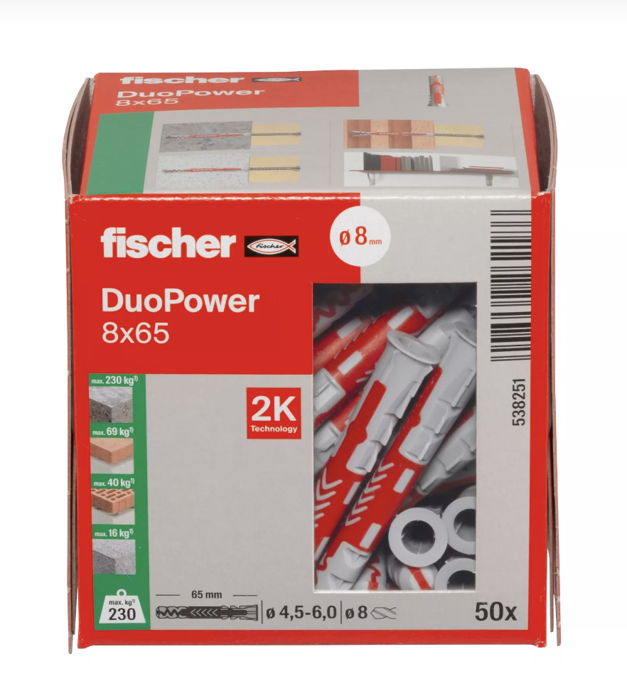 დუბელი DUOPOWER 8x65 (50 ცალი)