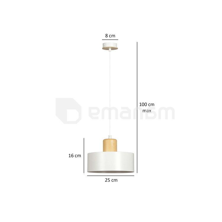 საკიდი EMIBIG Torin 1 E27 1x MAX 60W თეთრი