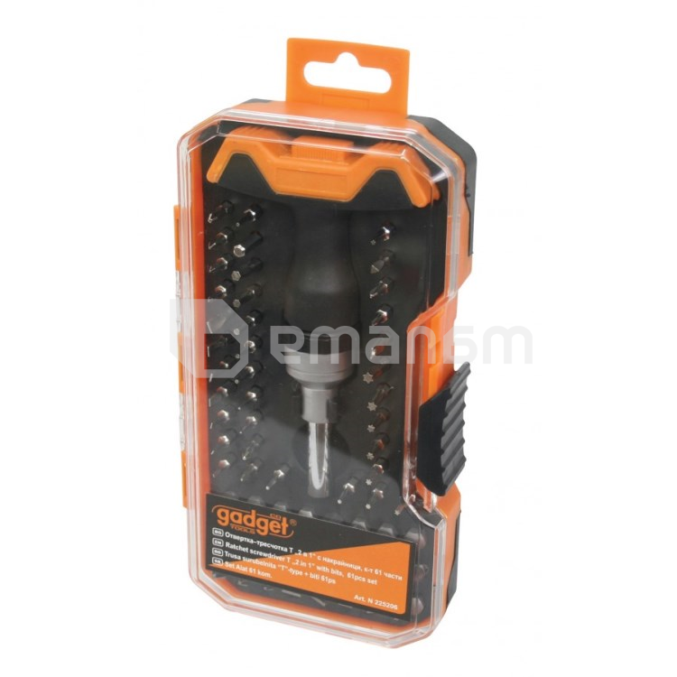 ნაკრები სახრახნისი და ბიტები Gadget 225206 61 ც
