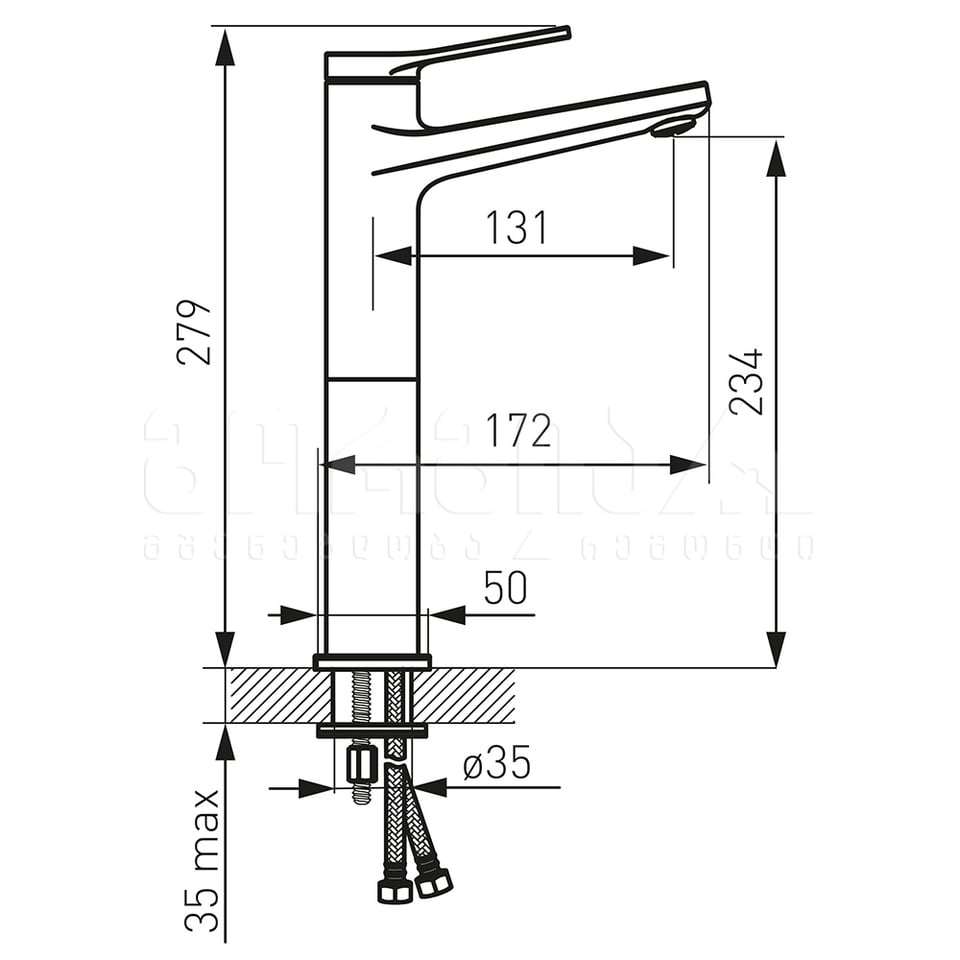 ხელსაბანი შემრევი მაღალი, შავი STRATOS BSC2LBL