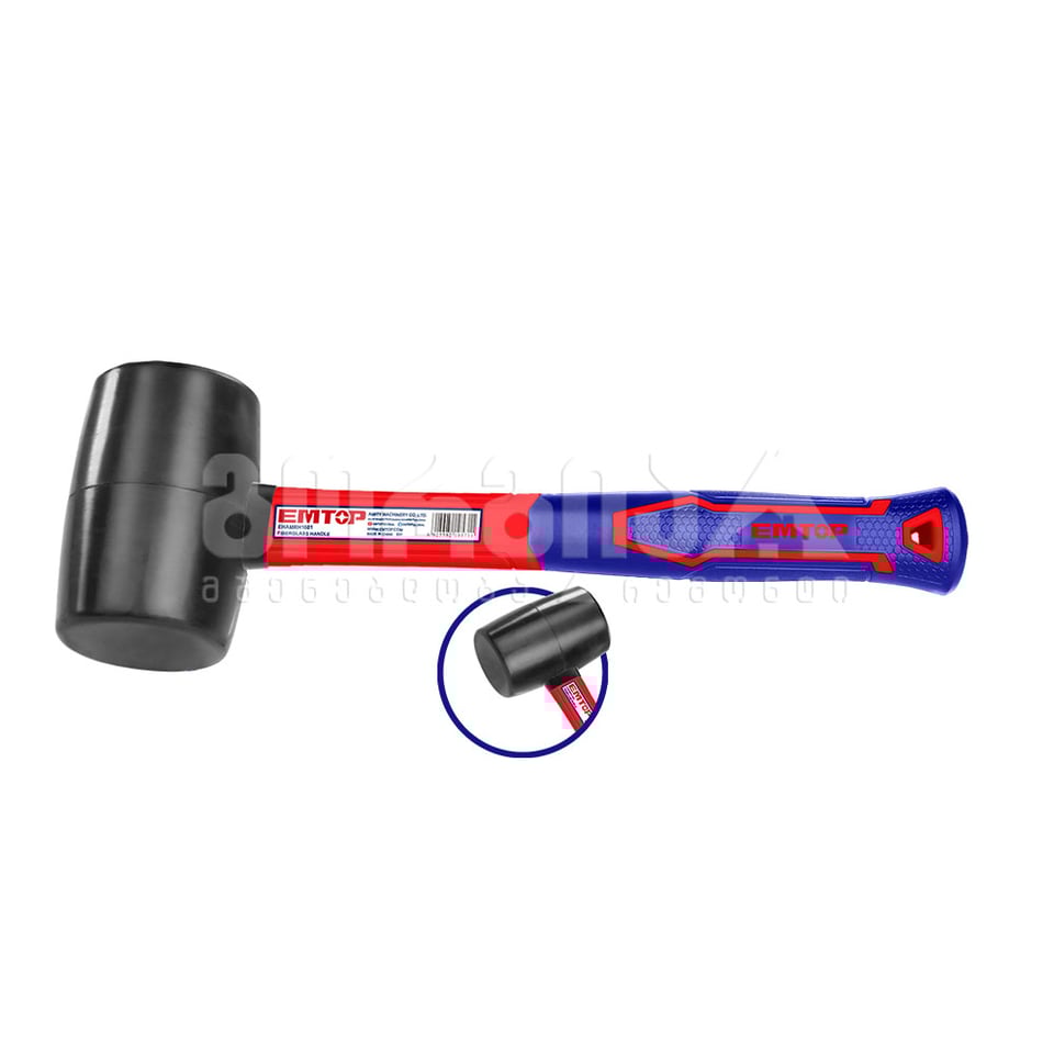 ჩაქუჩი რეზინის თავით 450გრ Emtop-EHAMRH1601