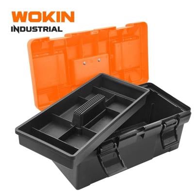 ხელსაწყოების  პლასტმასის ყუთი Wokin 900017, 17\", Heavy Duty Plastic Tool Box (INDUSTRIAL), Black/Orange