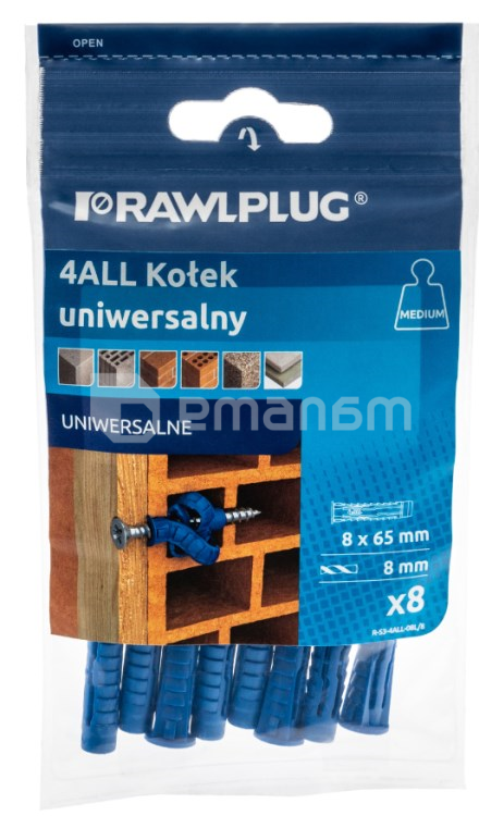 დიუბელი უნივერსალური RawlPlug  8x65 მმ 8 ც R-S3-4ALL-08L/8