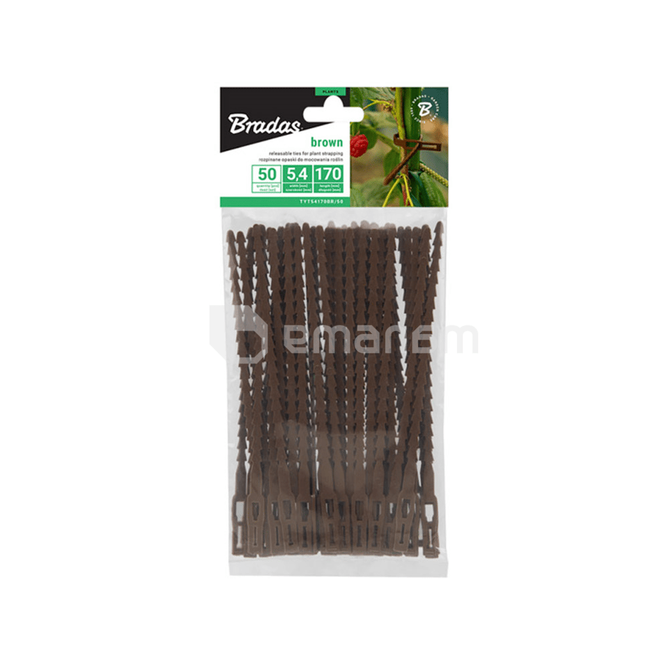 მცენარეების სამაგრი ლენტი ყავისფერი Bradas 170/5,4მმ  50 ც
