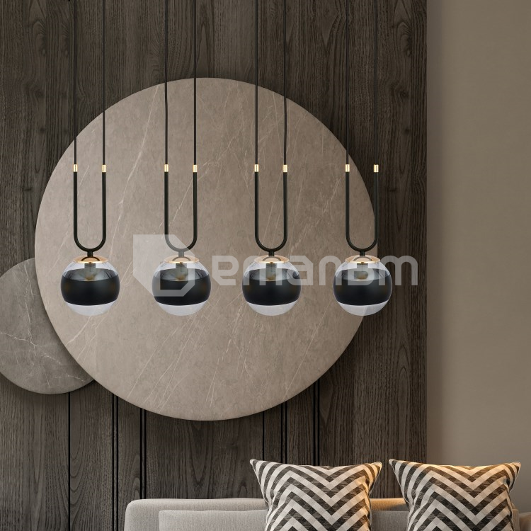 საკიდელი EMIBIG GLAM 4 E14 4x MAX 40W BLACK STRIPE