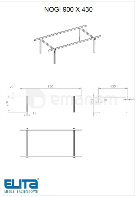 საყრდენი აბაზნის ავეჯისათვის Elita  UNIT LEGACY 100 3DR 1D (Black)