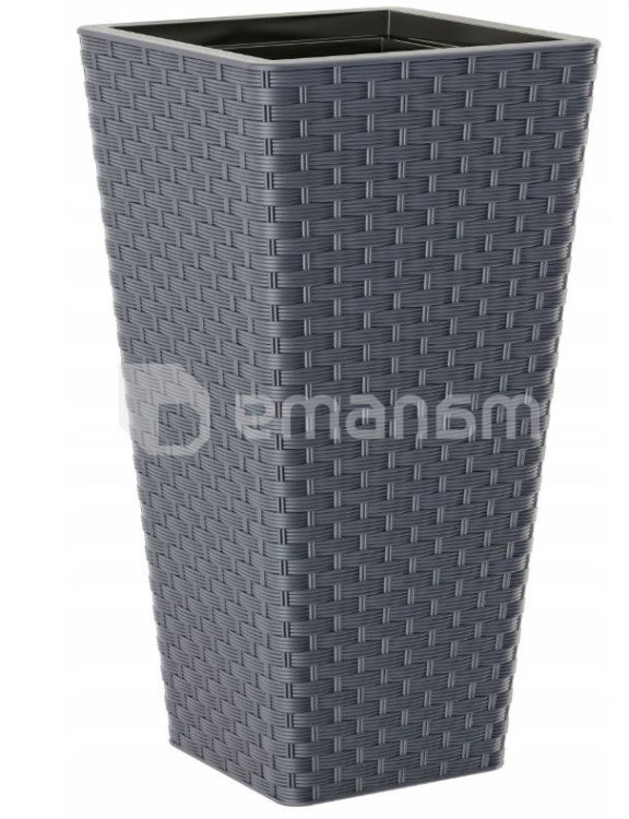 პლასტმასის ქოთანი ყვავილებისთვის FORM PLASTIC Rattana Slim square 3910-014 Ø40 ანტრაციტი