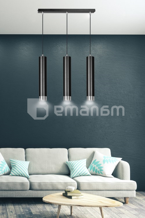 საკიდი EMIBIG Kibo 3 GU10 3x MAX 30W შავი ქრომი