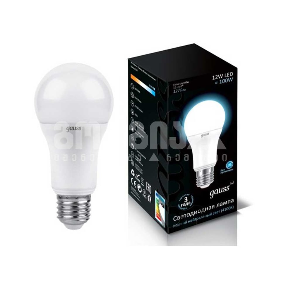 ლედ ნათურა A60 Globe 12W E27 4100K gauss - 102502212