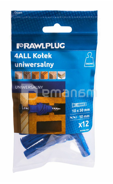 დიუბელი უნივერსალური RawlPlug 10 x 50 მმ 12 ც R-S3-4ALL-10/12