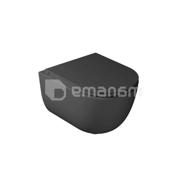 დასაკიდი უნიტაზი თავსაფრით GALASSIA Dream Matt Black 52x36 სმ