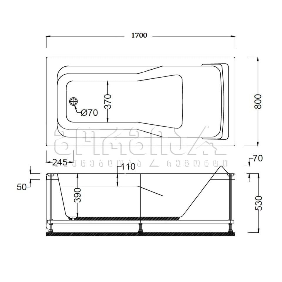 აბაზანა ”სანაკრილი” 170*80 A-111