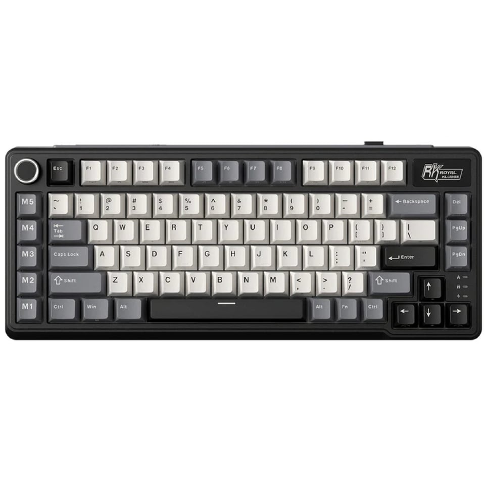 კლავიატურა Royal Kludge RK L75 RGB Mechanical Keyboard, Cream Switch, Hot Swappable, Wireless, Type-C, Bluetooth, 2.4GHz, Knight Black