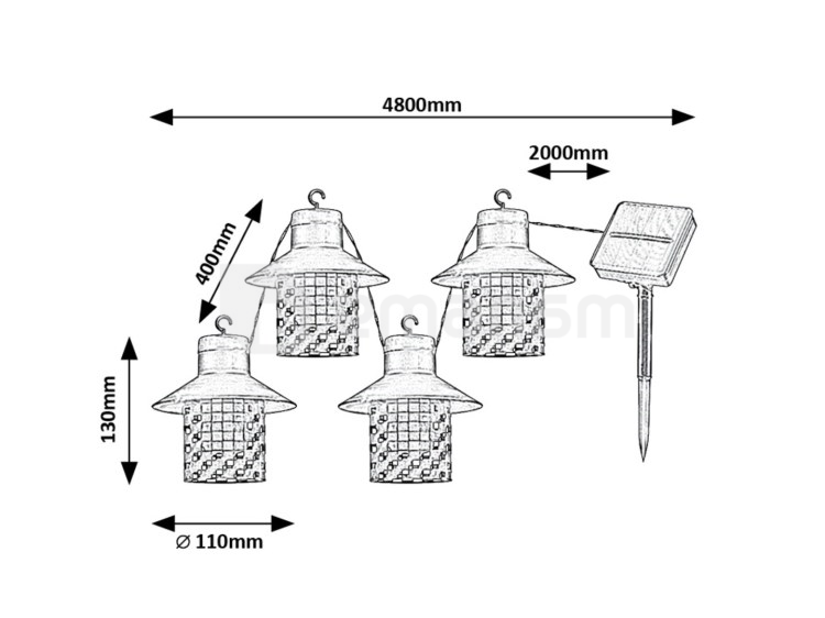 გირლანდა Rabalux Ximpu LED 8х0.1W L4800mm IP44 77003