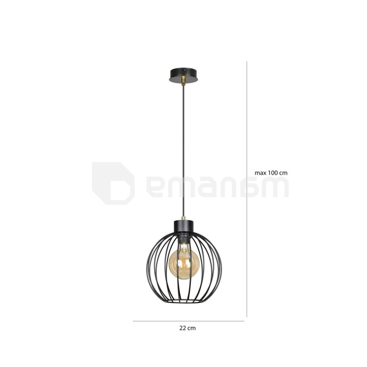 საკიდი EMIBIG Pineta 1A E27 1x MAX 60W შავი