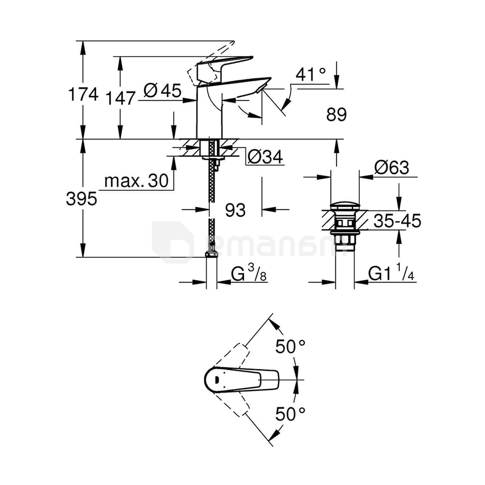 შემრევი ხელსაბნის Grohe 23580001