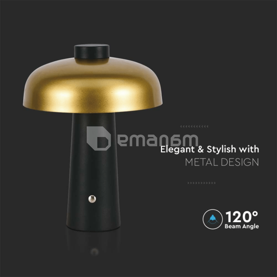 მაგიდის სანათი V-TAC LED 3W 3000К 200Lm შავი ოქროსფერი 7946