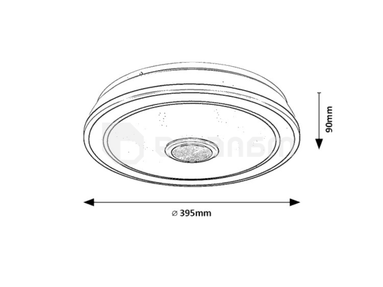 ჭერის სანათი Rabalux Nikolaus 24W 3000 6500K Ø395 H90მმ შავი თეთრი 71030