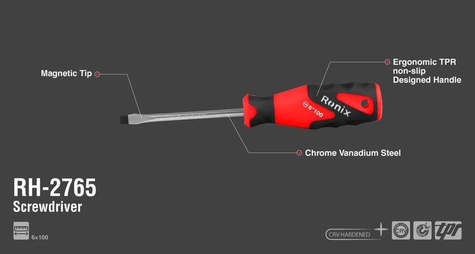 ბრტყელი სახრახნისი Ronix RH-2765, 6×100მმ