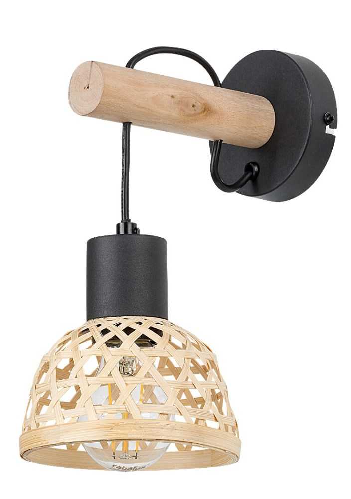 ბრა Rabalux 71025 Rattan 1 E27 60w შავი ხე