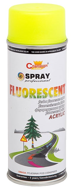 ფლუორესცენტული სპრეი საღებავი Champion fluorescent CH 0004 400 მლ ყვითელი