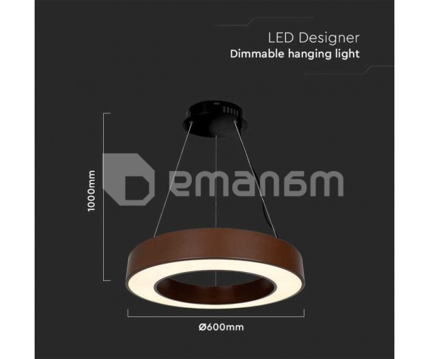 ლედ ჭაღი V-TAC 50W 4000К 6100Lm Ø600 3IN1 ყავის ფერი 6959