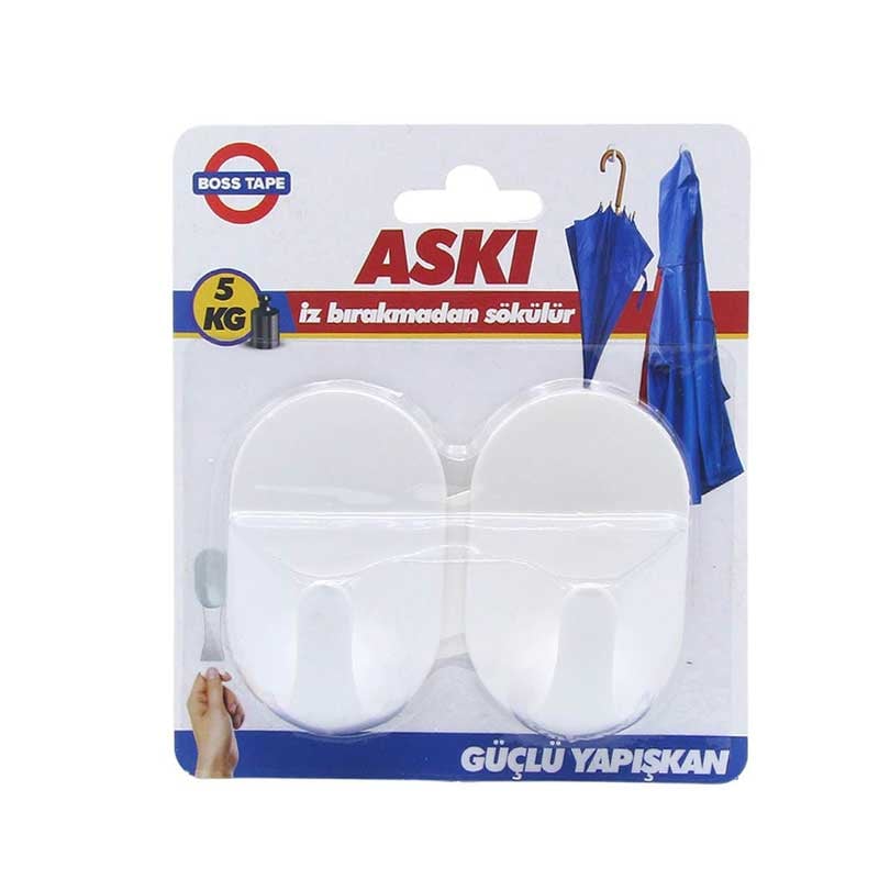 საკიდი თეთრი წებოვანი (2ცალი, 5კგ-მდე გამძლეობა)