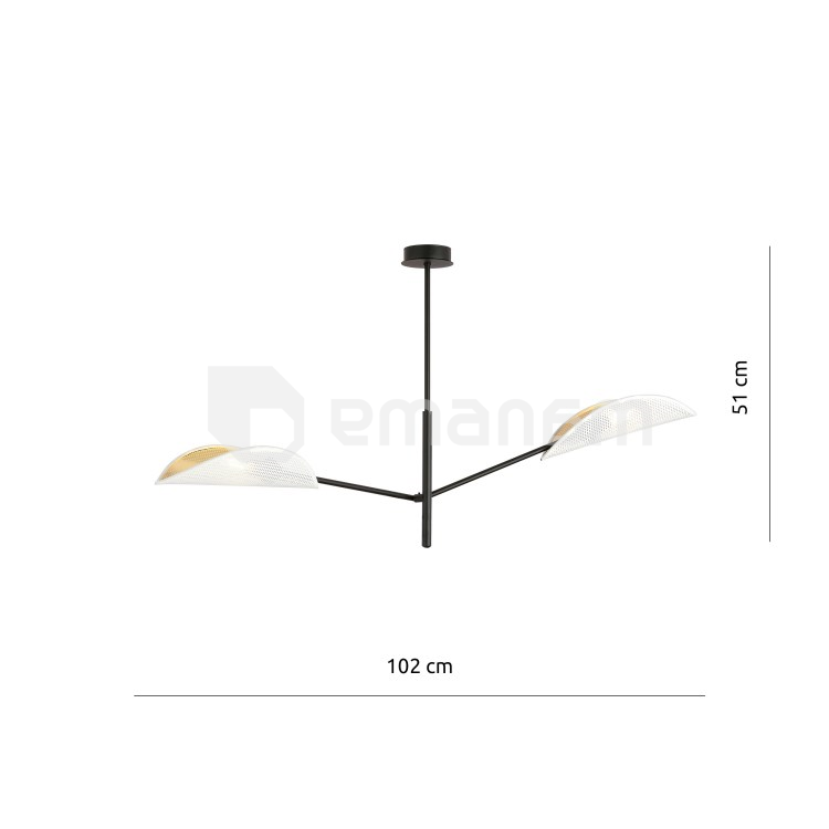 ჭაღი EMIBIG VENE 2 E14 2x MAX 40W თეთრი ოქროსფერი