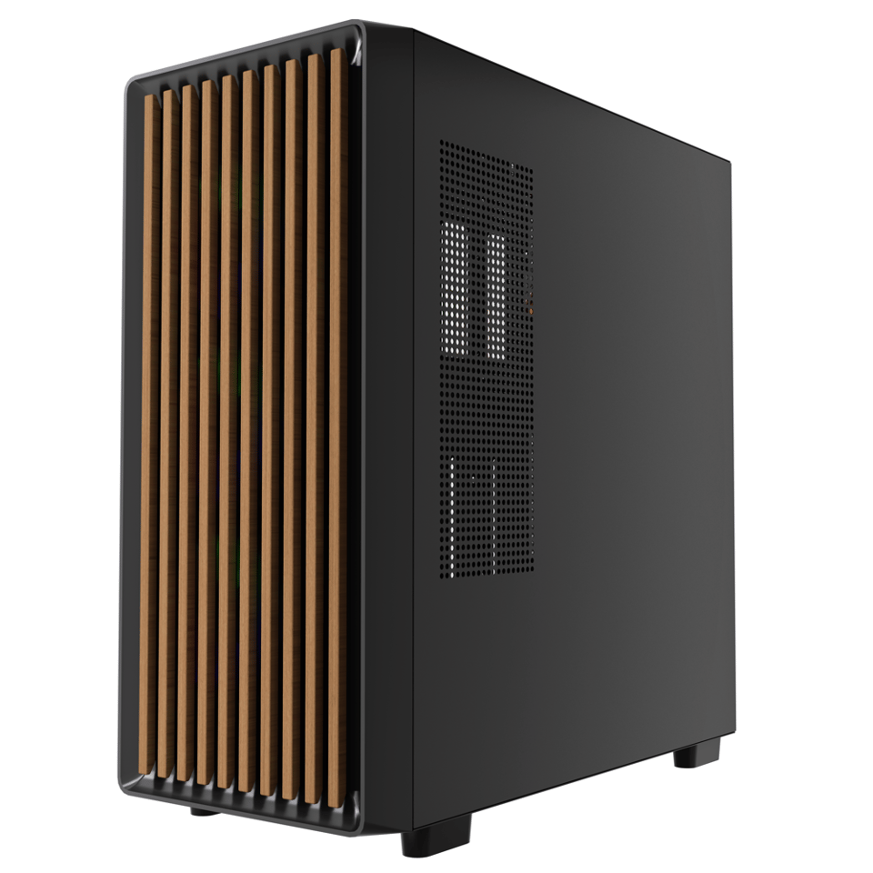 ქეისი ALLX AX-G2147, Computer Case, EATX, ATX, MATX, ITX, USB 3.0, USB, HD Audio, Black/Brown