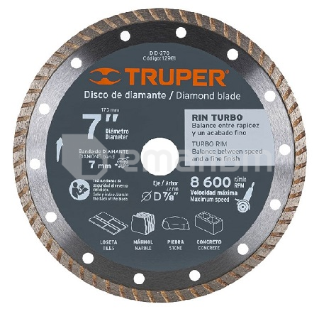 ალმასის დისკი Truper Turbo DID-270 180 მმ