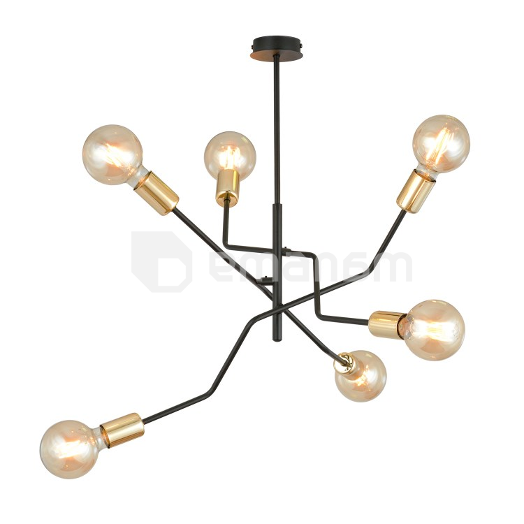 ჭაღი EMIBIG BOLT 6 E27 6x MAX 60W შავი ოქროსფერი