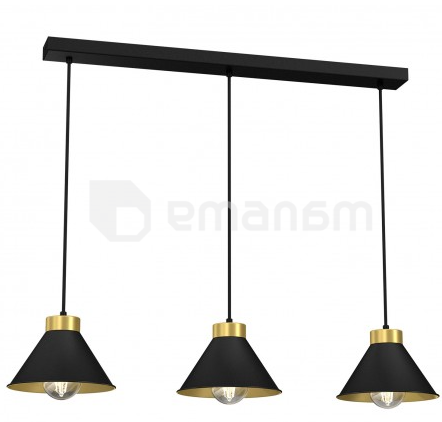 საკიდელი LUMINEX 3 Demet შავი ოქროსფერი 628 E27 3x MAX 60W