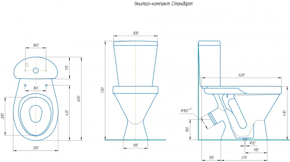 უნიტაზის კომპლექტი სტანდარტი თეთრი