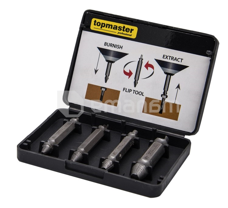 ხრახნის ექსტრაქტორების ნაკრები Topmaster 339701 4 ც