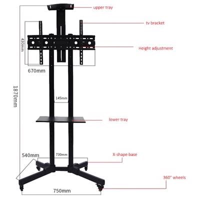 ტელევიზორის საკიდი Allscreen C1500, 32"-65", TV Mount With Roller, Black