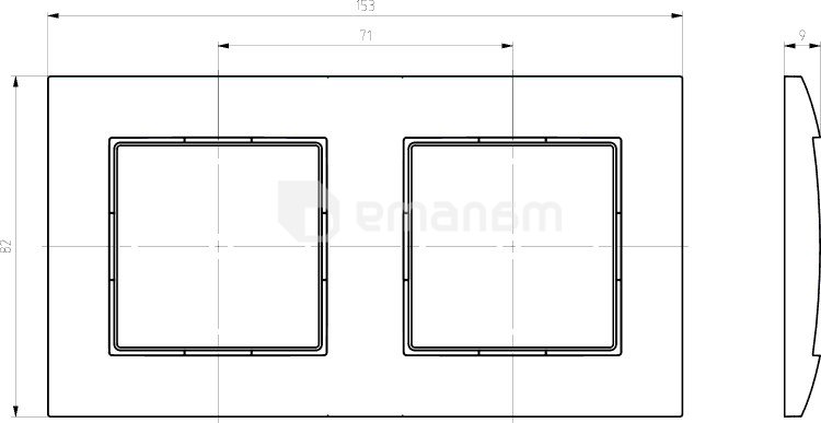 ჩარჩო Ospel Aria R-2U/33 2 განყოფილებიანი შავი