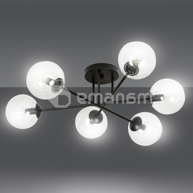 საკიდი EMIBIG Brendi 6B E14 6x MAX 40W შავი გამჭირვალე