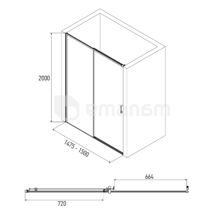 საშხაპე კარი  Alex Baitler AB61C150 150×200 cm